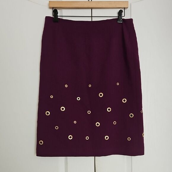 Escada Purple Embellished Pencil Skirt Knee-Length - Picture 7 of 16